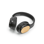 Casque sans fil en bambou, recharge USB-C et batterie de 8 h couleur noir troisième vue
