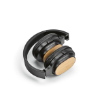 Casque sans fil en bambou, recharge USB-C et batterie de 8 h couleur noir quatrième vue