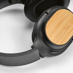 Casque sans fil en bambou, recharge USB-C et batterie de 8 h couleur noir vue détaillée