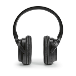 Casque sans fil en bambou, recharge USB-C et batterie de 8 h couleur noir vue frontale
