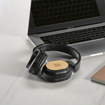 Casque sans fil en bambou, recharge USB-C et batterie de 8 h couleur noir