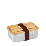 Boîte-repas en acier recyclé avec couvercle en bambou et couverts 490ml vue principale
