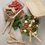 Boîte repas réutilisable en verre borosilicate et bambou 480 ml couleur transparent vue d'ambiance