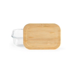 Boîte repas réutilisable en verre borosilicate et bambou 480 ml couleur transparent vue frontale