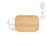 Boîte repas réutilisable en verre borosilicate et bambou 480 ml couleur transparent