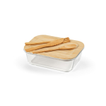 Boîte repas réutilisable en verre borosilicate et bambou 480 ml couleur transparent