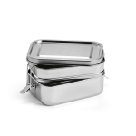 Boîte à lunch en acier inoxydable recyclé à boucles latérales 1,05 L couleur argenté deuxième vue