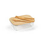 Boîte repas en verre et bambou avec couverts et bande élastique 800ml couleur transparent deuxième vue