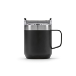 Mug en acier inoxydable recyclé à clapet rotatif 350 ml couleur noir vue latérale