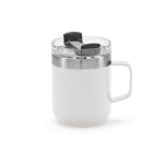 Mug en acier inoxydable recyclé à clapet rotatif 350 ml couleur blanc