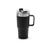 Mug isotherme en acier inoxydable recyclé à clapet rotatif 490 ml couleur noir