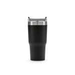 Mug isotherme en acier inoxydable recyclé à clapet rotatif 490 ml couleur noir vue frontale