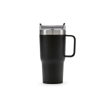 Mug isotherme en acier inoxydable recyclé à clapet rotatif 490 ml couleur noir vue latérale