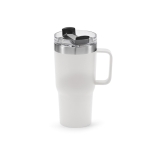 Mug isotherme en acier inoxydable recyclé à clapet rotatif 490 ml couleur blanc