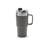 Mug isotherme en acier inoxydable recyclé à clapet rotatif 490 ml couleur gris