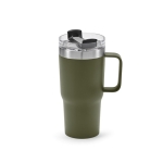 Mug isotherme en acier inoxydable recyclé à clapet rotatif 490 ml couleur vert militaire