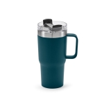 Mug isotherme en acier inoxydable recyclé à clapet rotatif 490 ml couleur bleu pétrole