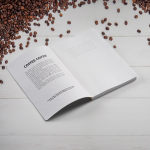 Carnet A5 à couverture souple en résidus de café avec pages pointillées couleur marron clair troisième vue
