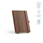 Carnet éco à couverture imitant le veinage du bois, A5, pages vierges couleur marron foncé