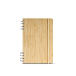 Carnet en bambou avec spirale et élastique de fermeture A5, pages à points couleur naturel vue frontale