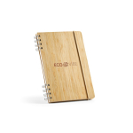 Carnet en bambou avec spirale et élastique de fermeture A5, pages à points couleur naturel