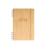 Carnet en bambou avec spirale et élastique de fermeture A5, pages à points vue principale