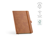 Carnet A5 en cuir synthétique écologique avec bande de fermeture et pages blanches couleur marron clair