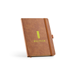 Carnet A5 en cuir synthétique écologique avec bande de fermeture et pages blanches couleur marron clair