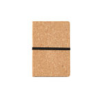 Carnet en liège avec fermeture élastique et marque-page A5 à pages pointillées couleur naturel vue frontale