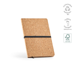Carnet en liège avec fermeture élastique et marque-page A5 à pages pointillées couleur naturel