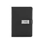 Carnet A5 à feuilles vierges avec étui éco et cadenas à code couleur noir vue frontale