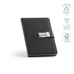 Carnet A5 à feuilles vierges avec étui éco et cadenas à code couleur noir