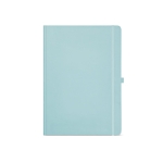 Carnet A4 ligné publicitaire à couverture rigide en papier recyclé couleur bleu pastel vue frontale