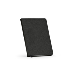 Carnet A5 à couverture rigide en cuir synthétique recyclé avec deux poches couleur noir deuxième vue