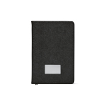 Carnet A5 à couverture rigide en cuir synthétique recyclé avec deux poches couleur noir troisième vue