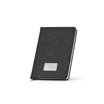 Carnet A5 à couverture rigide en cuir synthétique recyclé avec deux poches couleur noir quatrième vue
