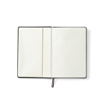 Carnet A5 à couverture rigide en cuir synthétique recyclé avec deux poches couleur noir deuxième vue frontale