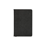 Carnet A5 à couverture rigide en cuir synthétique recyclé avec deux poches couleur noir vue frontale