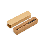 Stylo-bille en liège et acier inoxydable recyclé à écriture fluide, encre bleue couleur argenté brillant quatrième vue