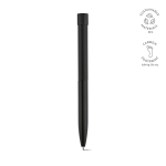 Stylo en aluminium recyclé à bouton-poussoir magnétique, encre noire couleur noir