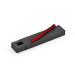 Stylo en aluminium recyclé à bouton-poussoir magnétique, encre noire couleur rouge quatrième vue