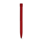 Stylo en aluminium recyclé à bouton-poussoir magnétique, encre noire couleur rouge vue frontale