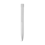 Stylo en aluminium recyclé à bouton-poussoir magnétique, encre noire couleur argenté vue arrière