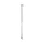 Stylo en aluminium recyclé à bouton-poussoir magnétique, encre noire couleur argenté vue frontale