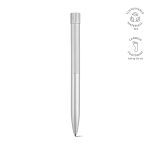 Stylo en aluminium recyclé à bouton-poussoir magnétique, encre noire couleur argenté