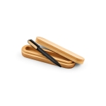 Stylo en aluminium recyclé et bambou à encre bleue Dokumental® couleur noir quatrième vue