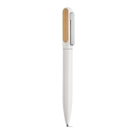 Stylo en aluminium recyclé et bambou à encre bleue Dokumental® couleur blanc