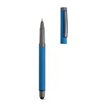 Stylo en acier inoxydable recyclé à encre noire Dokumental® couleur bleu deuxième vue