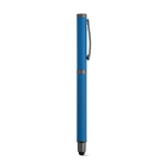 Stylo en acier inoxydable recyclé à encre noire Dokumental® couleur bleu troisième vue