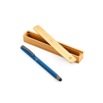 Stylo en acier inoxydable recyclé à encre noire Dokumental® couleur bleu